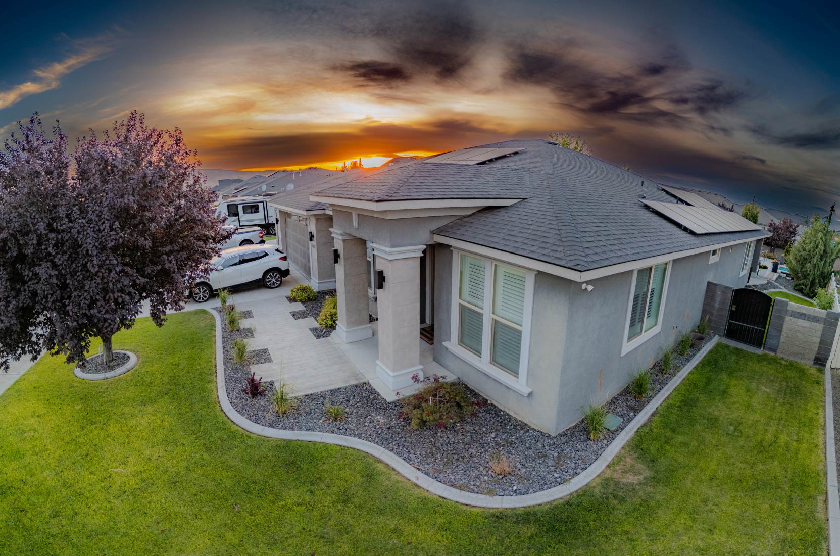 Aerial view of a residential property